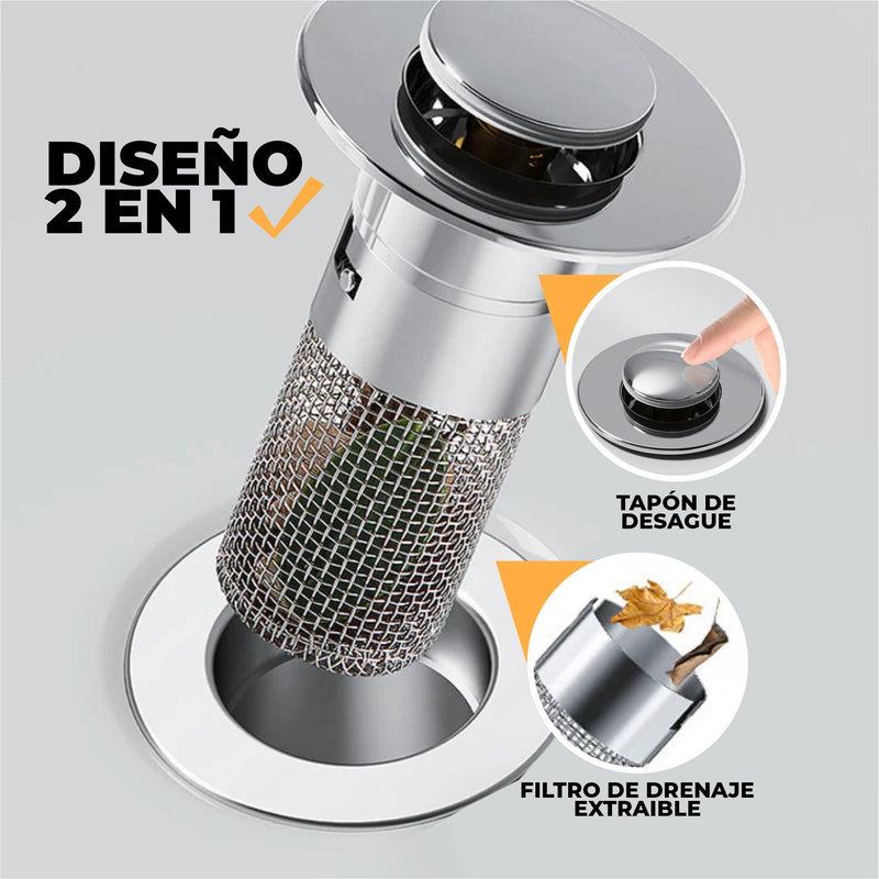 Filtro de Lavabo 2 en 1  Acero Inoxidable - DrainSafe®