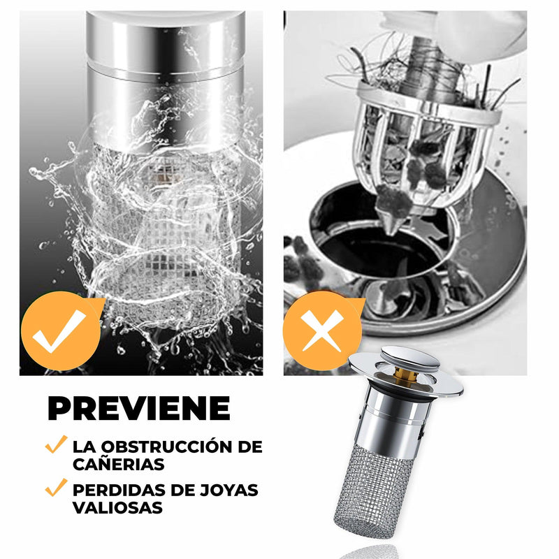 Filtro de Lavabo 2 en 1  Acero Inoxidable - DrainSafe®