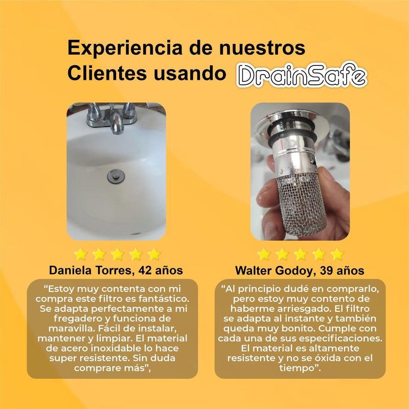 Filtro de Lavabo 2 en 1  Acero Inoxidable - DrainSafe®