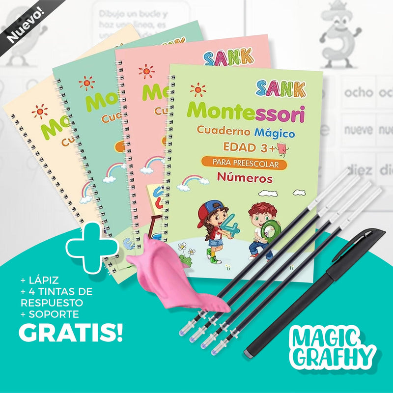 Pack De 4 Libros Caligrafía Mágica Montessori + Exclusivo Regalo - MagicGrafhy©