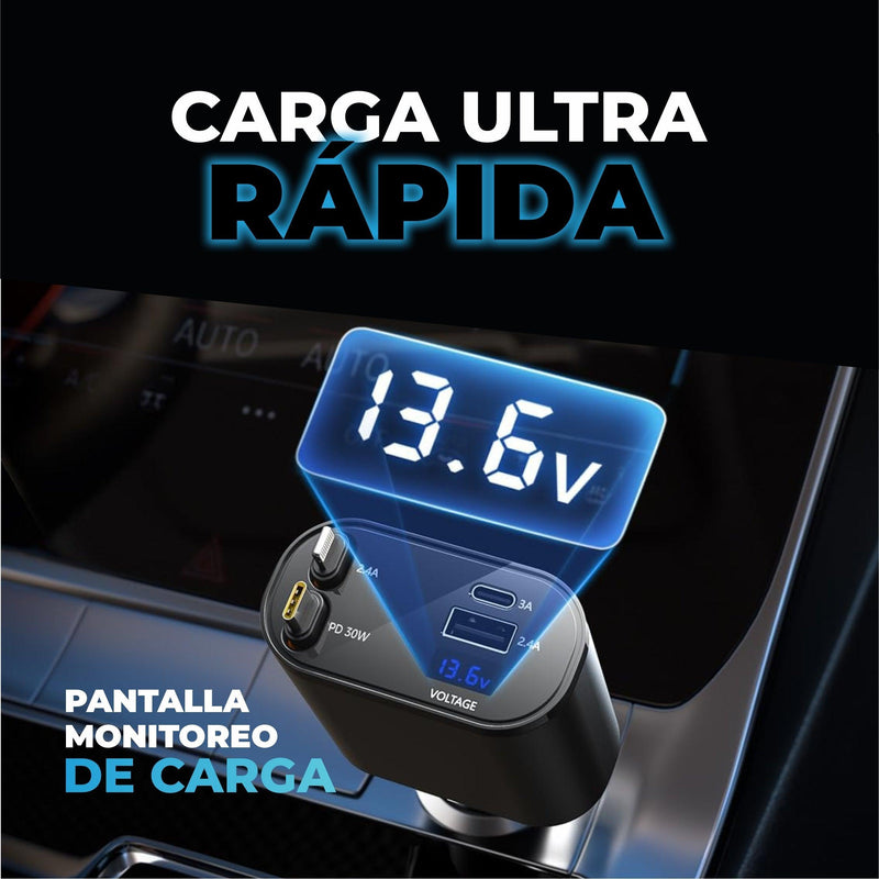 Cargador 4 en 1 Retráctil Para Auto - SuperOne®